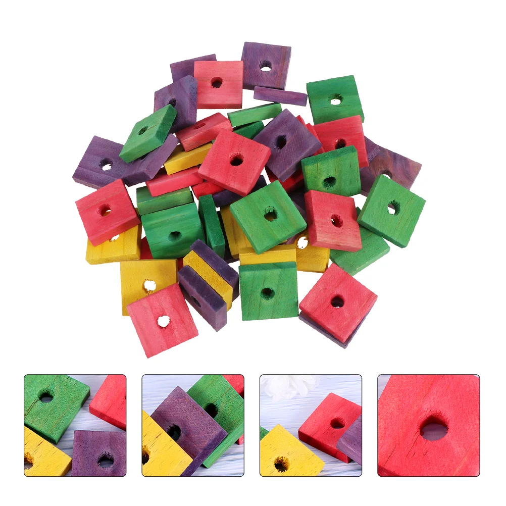

Parrot Bird Woodenplaything Teeth Bite Block Pet Chewing Grinding Blocks Wood Cage Birds Chip Stacking Macaws Diy Large Pendant