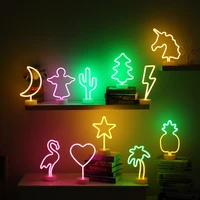 neon light sign led night light flamingo unicorn cactus lamp battery powered for bedroom table home wedding christmas decor gift