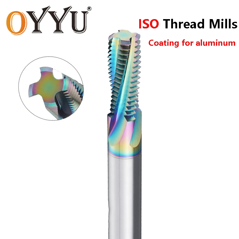 

OYYU Coating Full Tooth Thread Milling Cutter ISO Metric CNC Tools M5x0.8 M6x1 M8 M10 M3 M4 M12 for Aluminium Carbide End Mills