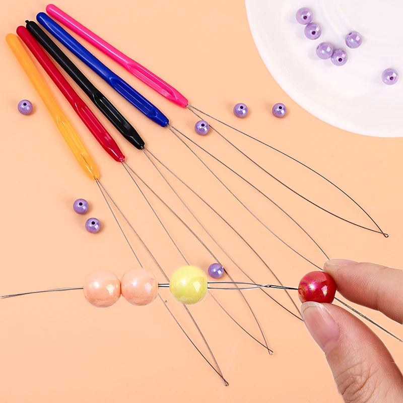 

5Pcs Beads Needle Threader Elderly Guide Needle Sewing Beading Needles Pins Easy Threading DIY Jewelry Making Tools Accessories