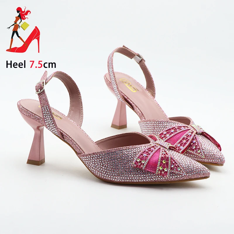 Сандалии с блестящими стразами и бантом летние женские вечерние модельные туфли