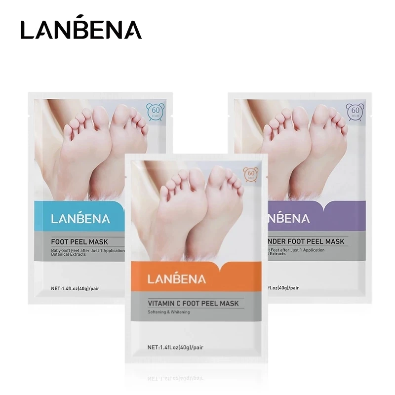 

LANBENA Foot Peel Mask Remove Dead Skin Pedicure Socks Spa Heel Anti Crack Scrubs Foot Bath Feet Peeling Wax Feet Mask Care