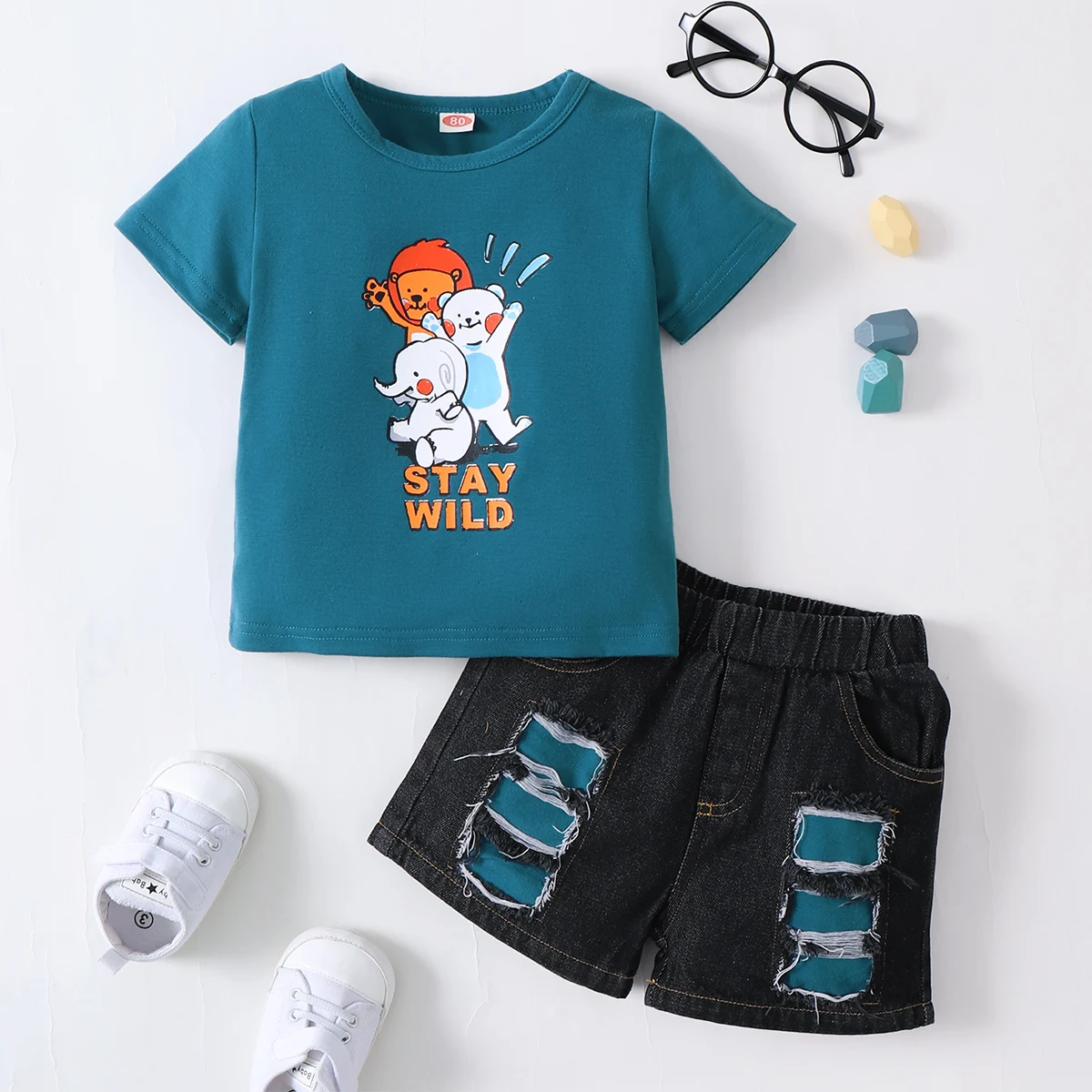 

Комплект одежды для маленьких мальчиков, футболки для новорожденных и детские шорты в комплекте, летний Повседневный Спортивный костюм, сп...