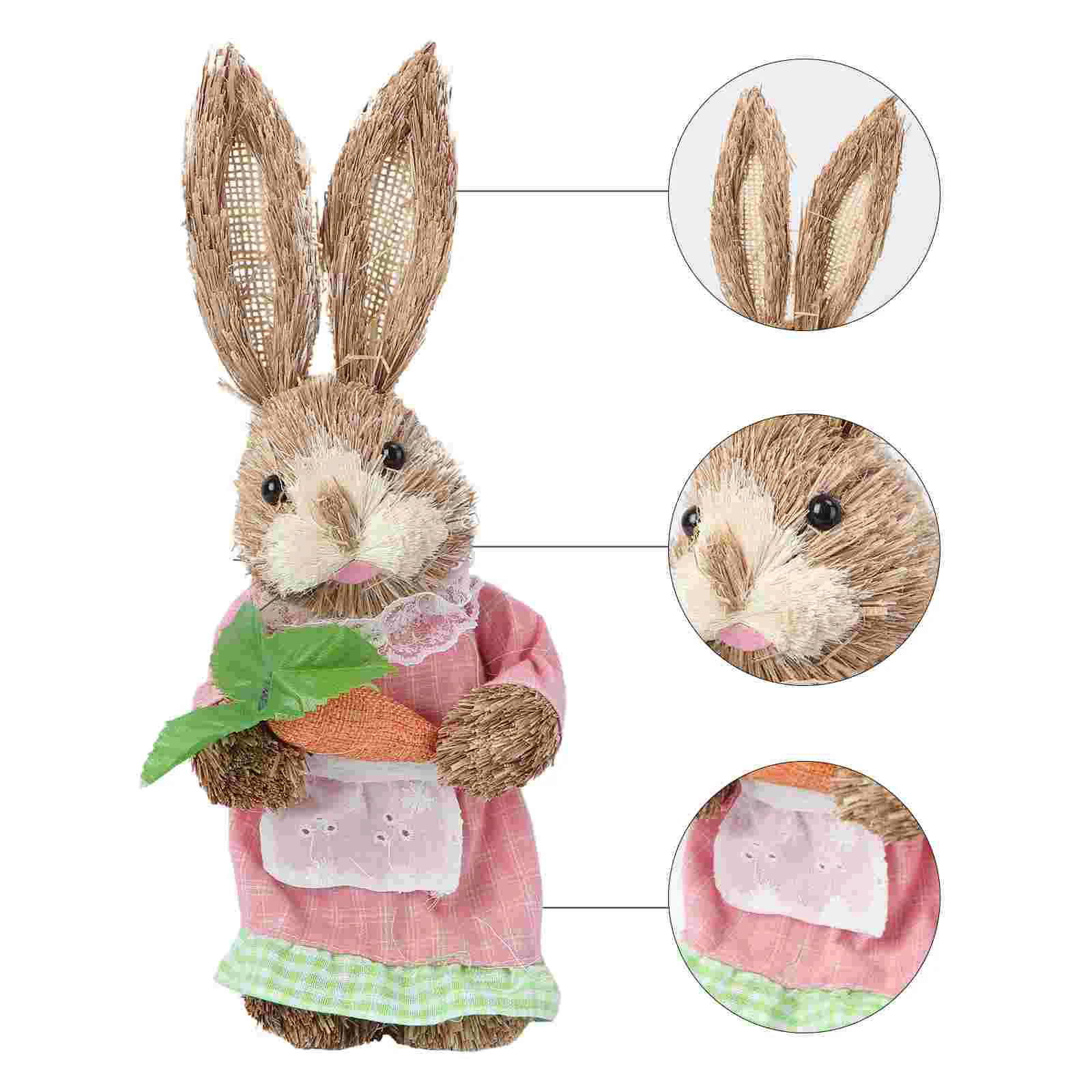 

Bunny Figurine Standing Rabbit Bunny Figure Statue Table Ornament Outdoor Garden Patio Sculptures for Home Landscape