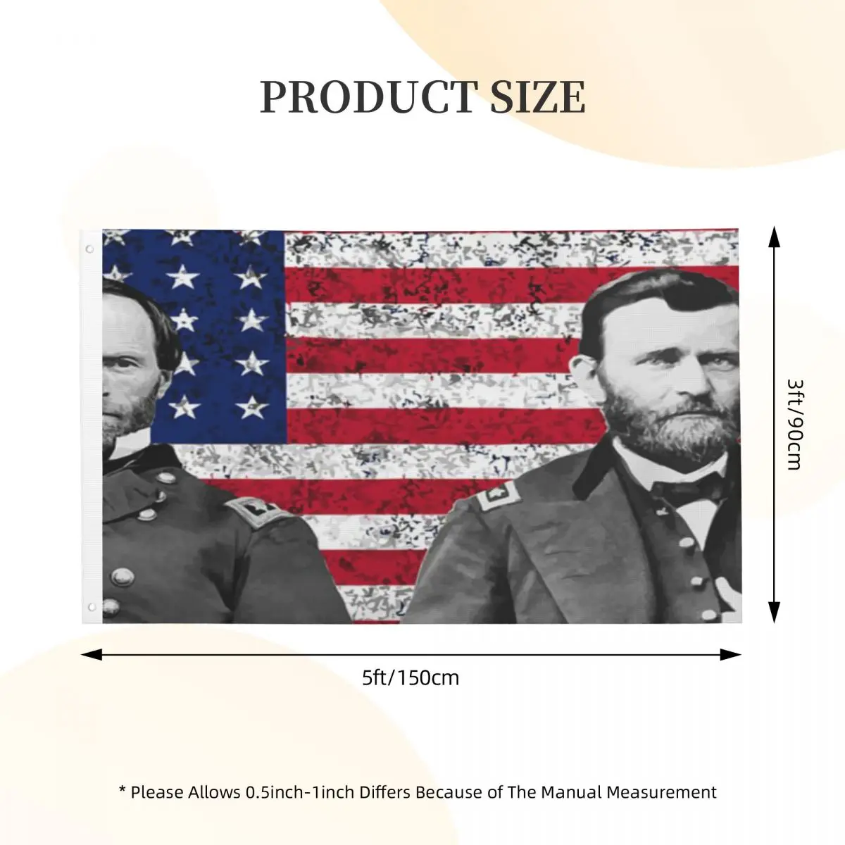 

Генералы Sherman And Grant War Is Hell Store дуплексная печать один Флаг для украшения