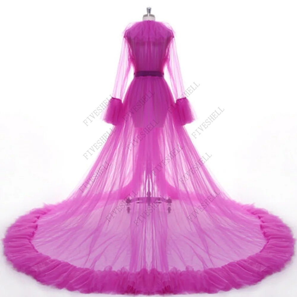 Women's Sexy Robes Solid Lingerie Long Sleeves Lace Dress Sheer Gown See Through Mesh Perspective Robe Gown Sleepwear Nightwear