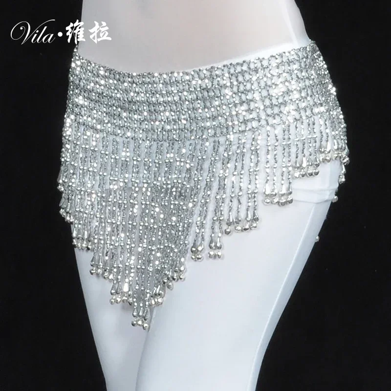 Пояс для восточного танца живота с золотыми и серебряными бусинами аксессуар