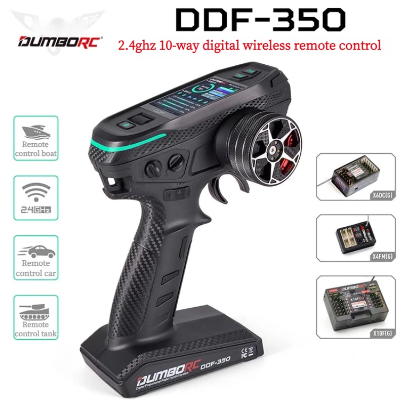 Фото DUMBORC DDF-350 10-канальный пульт дистанционного управления 2,4 ГГц цифровой радиопередатчик гироскопический приемник для радиоуправляемого автомобиля, лодки, танка, смешивания №1
