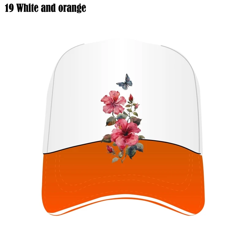 

100% Cotton Women Graphic Floral Flower Fashion Spring 90S Mesh Lady Flat Brim Caps Bill Hat Print Female Bill Hats