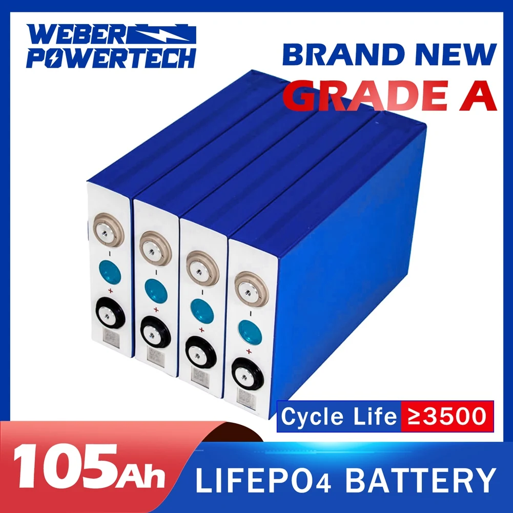 

4/8/16/32/48 шт. 3,2 В 105 Ач LiFePO4 аккумулятор литий-железо-фосфатные батареи DIY 12 В 24 В для солнечной системы тележка для гольфа