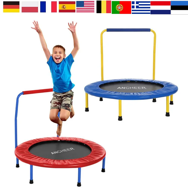36inch Children Kids Portable Foldable Durable Construction Safe Trampoline with Padded Frame Cover Handle
