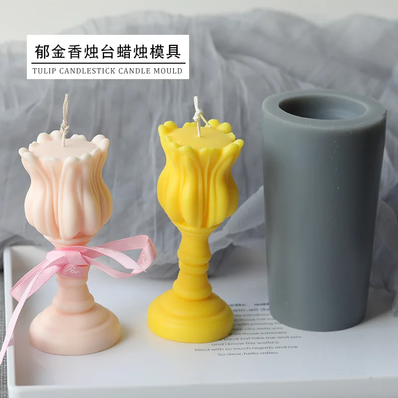 

Tulip candlestick candle mold fragrance fragrance home in the INS wind minimalist piece wax mold silicone mold