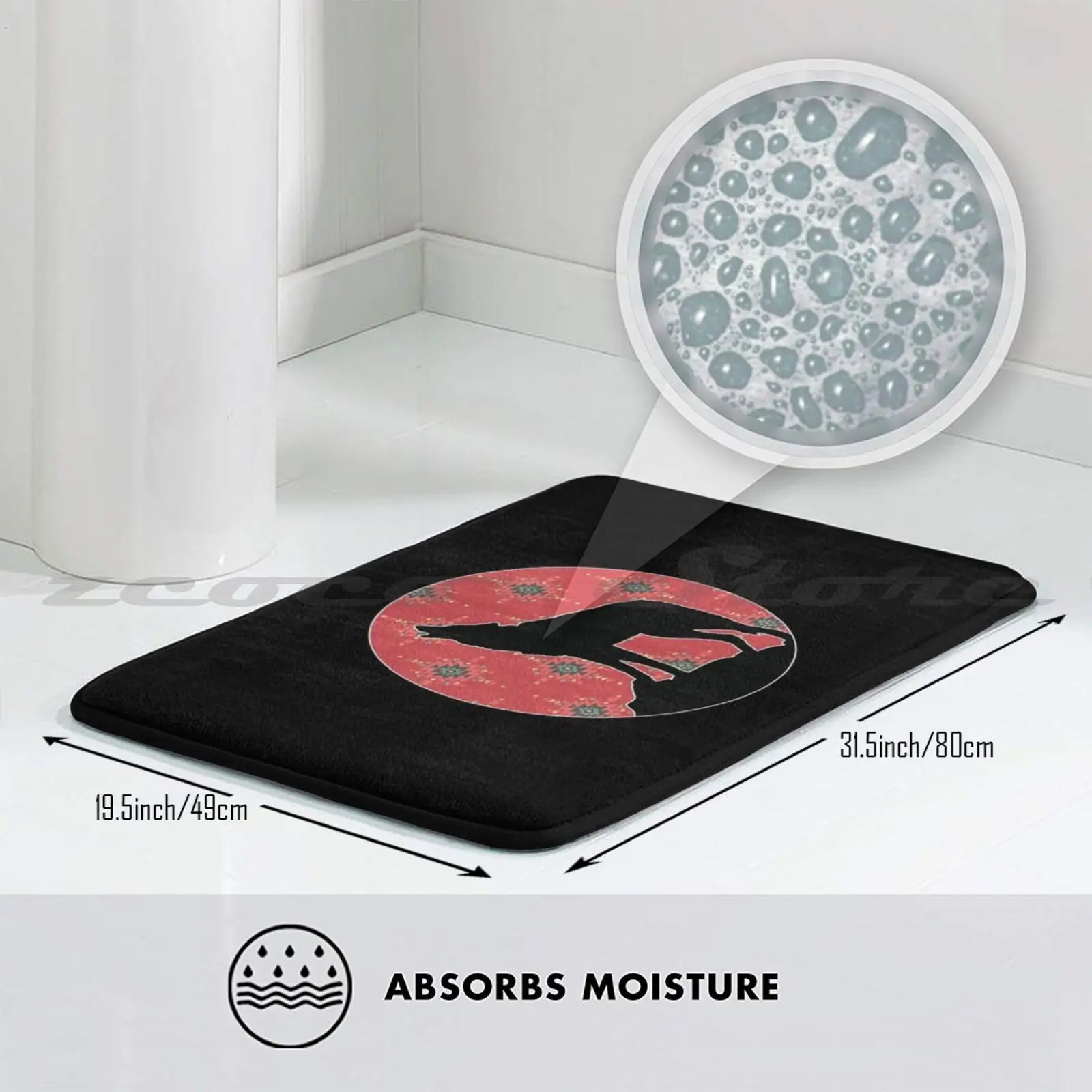 Мягкий коврик с рисунком волка-5 дюймов нескользящий для двери поглощением воды