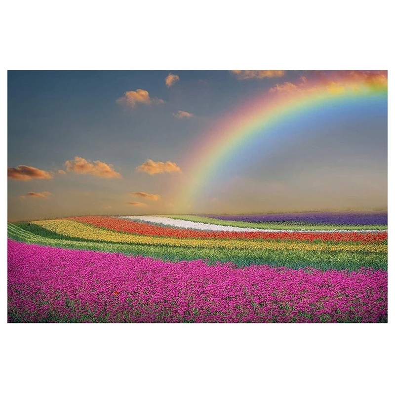 

Набор для алмазной живописи, круглый набор для алмазной живописи с радугой, цветами, морем, для гостиной, столовой