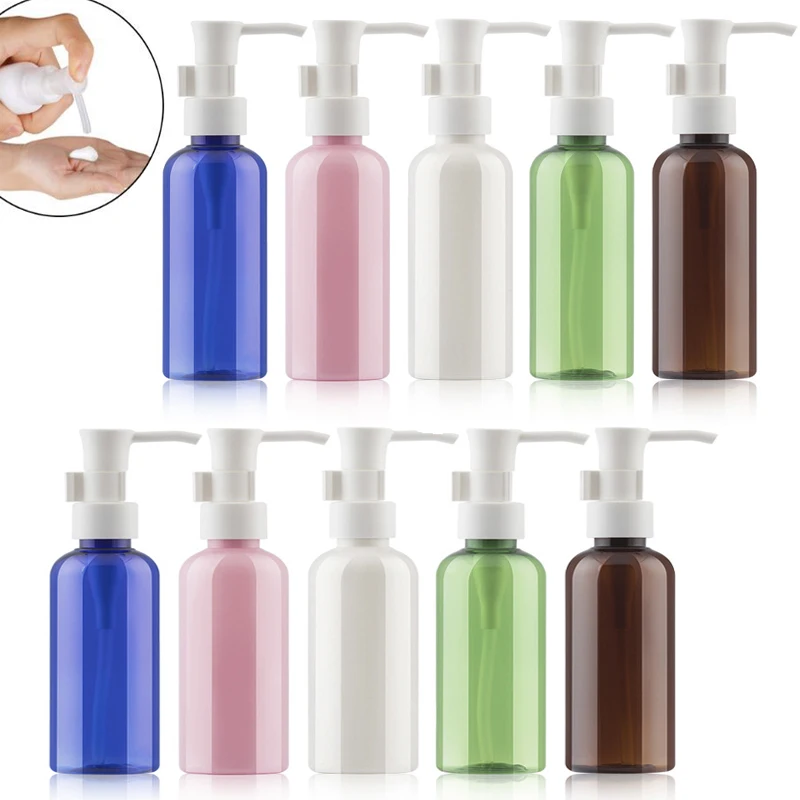 

50pcs 30ml 50ml 100ml Refillable Empty Plastic Pump Bottles Pump Dispenser Container For Lotions Aromatherapy Shampoo Shower Gel