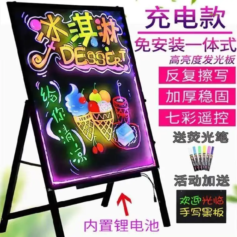 

Led Electronic Fluorescent Board Colorful Luminous Billboard Flashing Screen Shop Stall Night Market Publicity Board Hanging Ver
