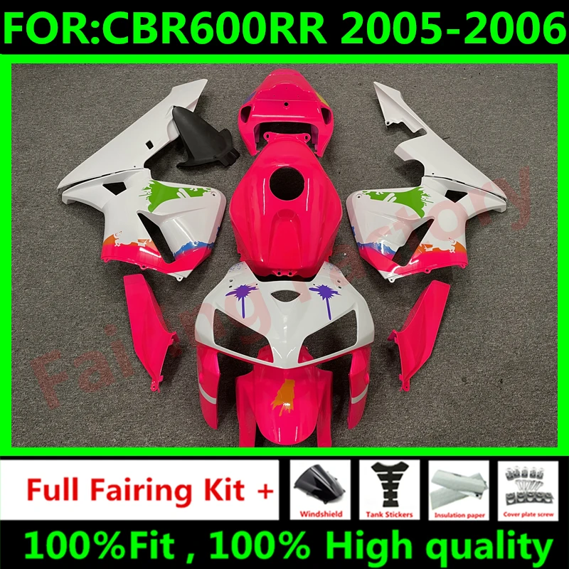 

New ABS Motorcycle Whole Fairings Kit for CBR600RR F5 2005 2006 CBR600 RR CBR 600RR 05 06 Bodywork full fairing set pink white