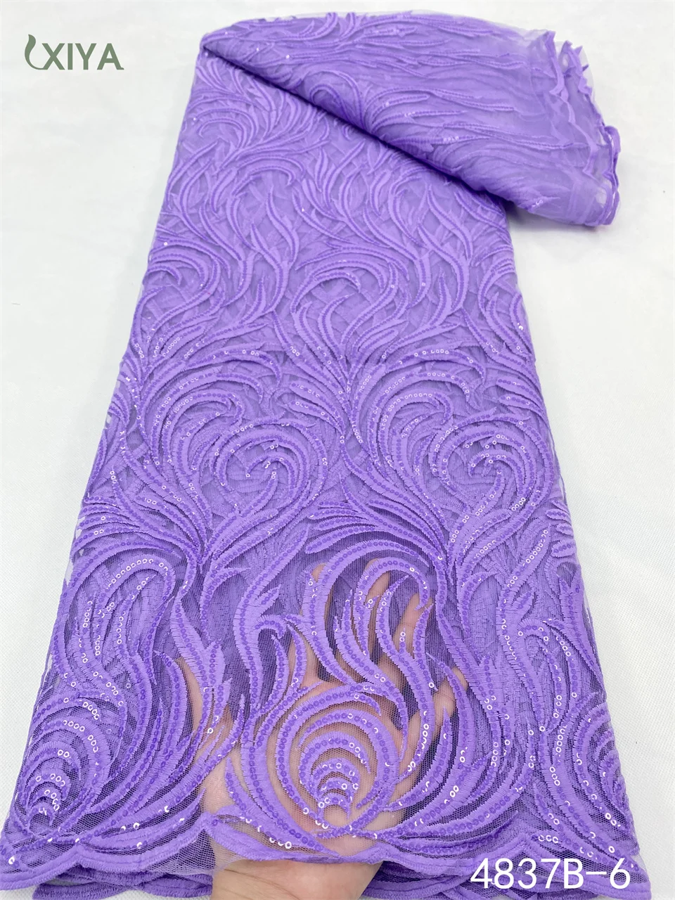 

Hot Sale African Lace Fabric High Quality Milk Silk Lace Fabric for Sewing Nigeria Tissue Cord Lace fabric with Sequins APW4837B