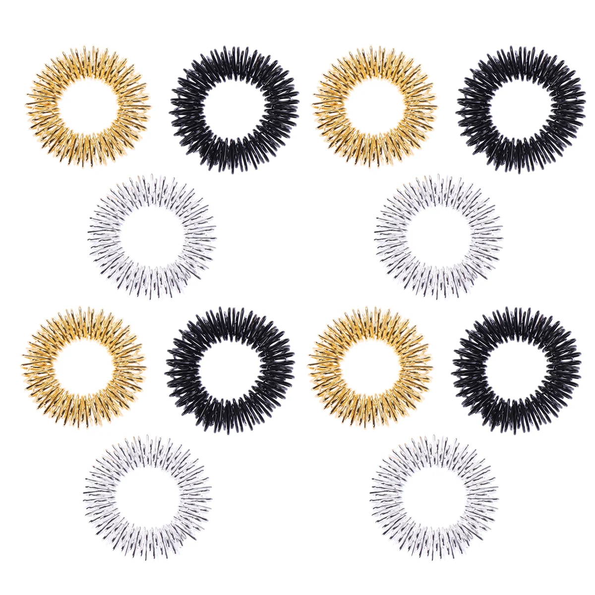 

12pcs Acupressure Rings Fidget Rings Kids Teens Adults for Fidget Wellness Treatment Golden Silver Black