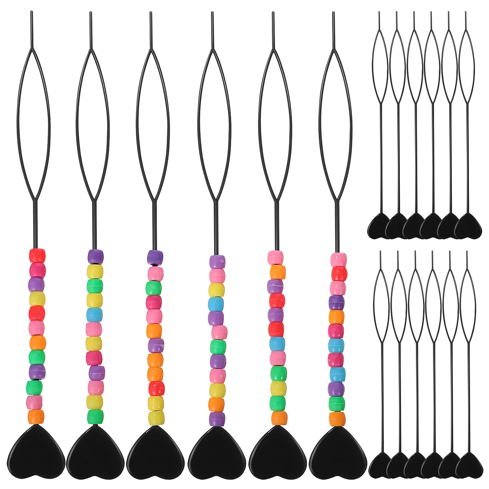 

18 Pcs Hairpin Small Beaders Long Pull Through Tool Ponytail Braiding Beads Plastic Miss Styling Tools For