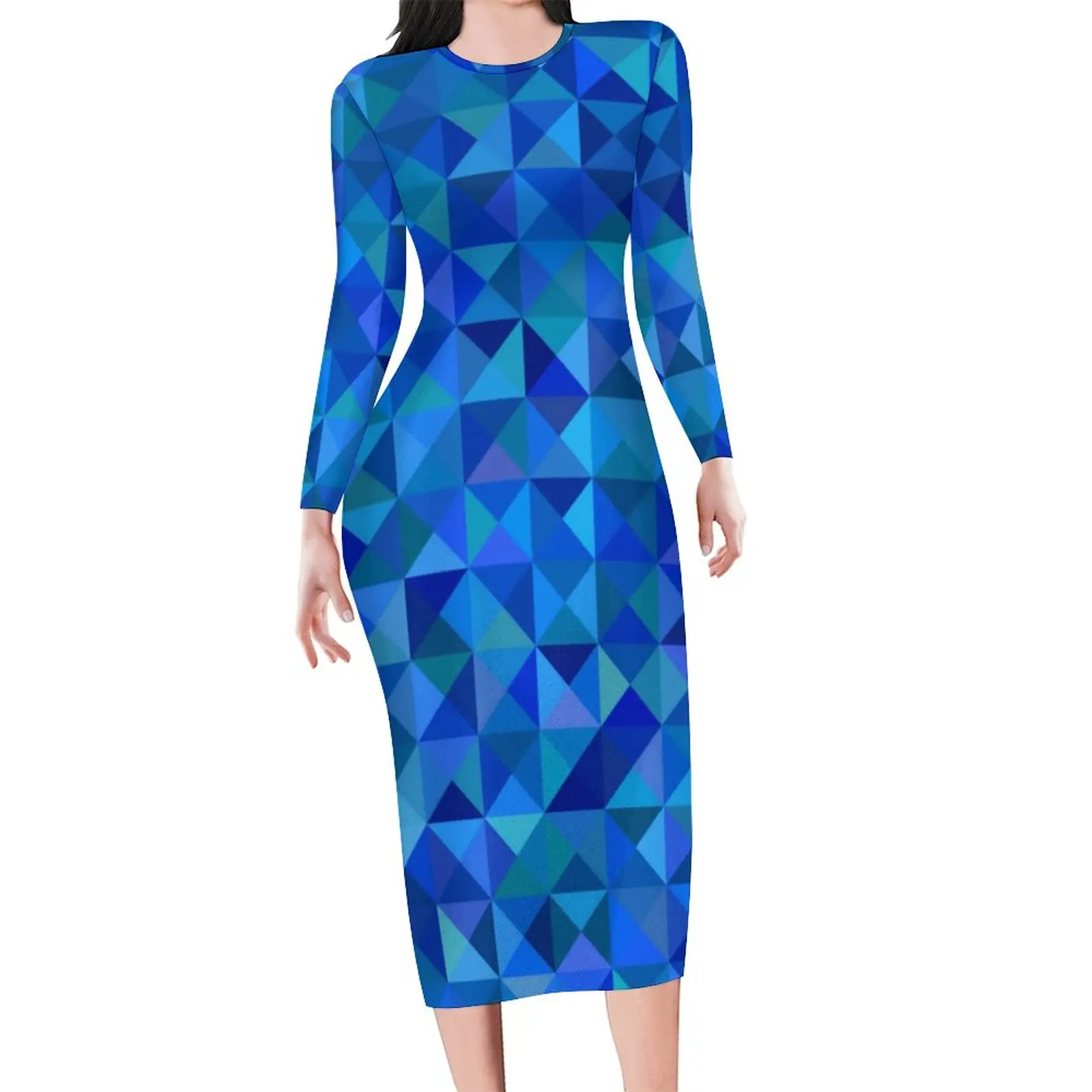 

Женское летнее платье с длинным рукавом и абстрактным принтом