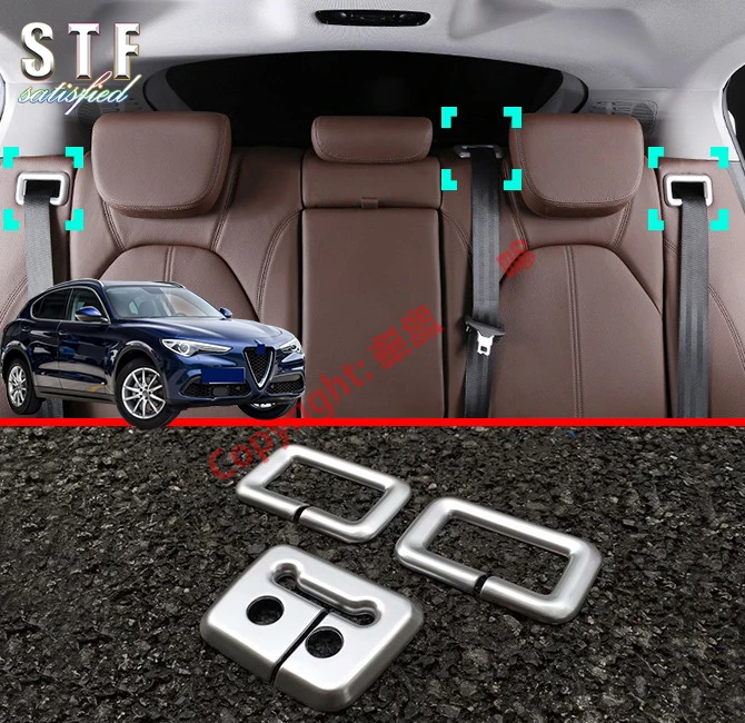 

АБС-пластик, жемчуг, хромированный внутренняя отделка ремня безопасности для Alfa Romeo Stelvio 2017 2018 2019, автомобильные аксессуары, наклейки W4