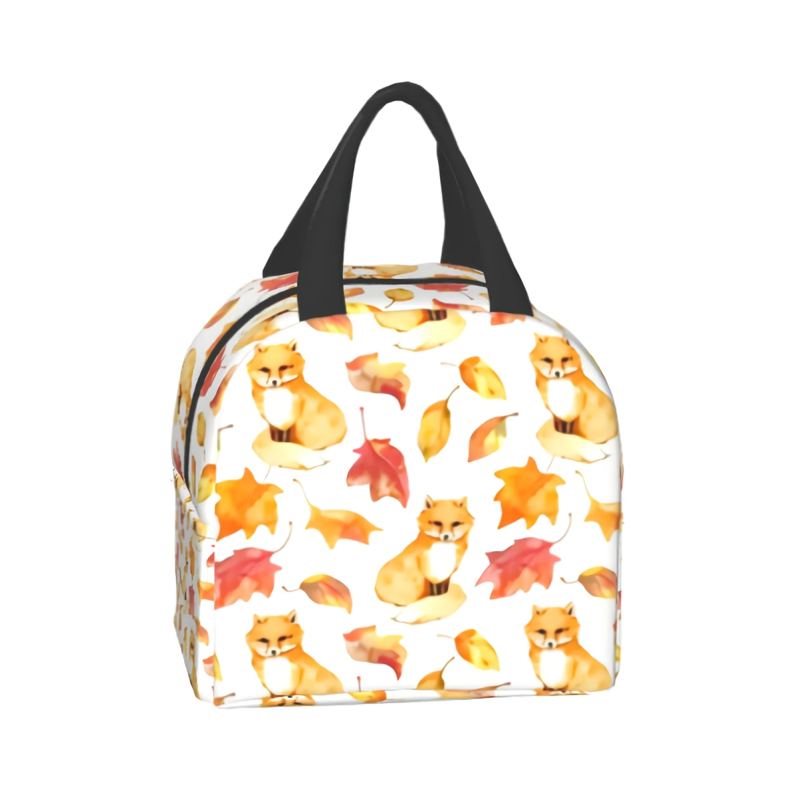 

Imiss Cute Fox Animal And Autumn Leaves Insulated Lunch Bag for Women Men Cute Forest Animal Pattern Small Lunch Box Container