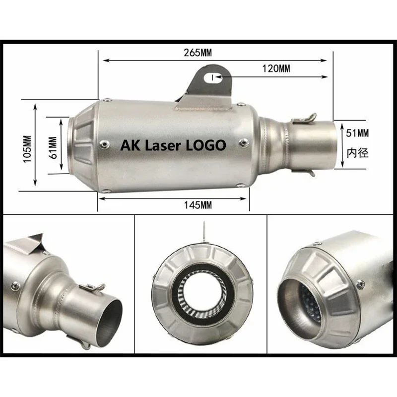 51 мм выхлопной глушитель для мотоцикла GP Racing Escape с дБ Killer Dukati 696 848 tmax 500 530 crf 230 vespa