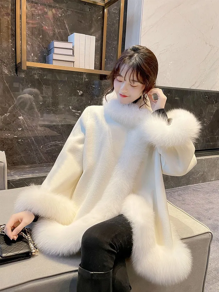 Loose cape shawl plush coat young