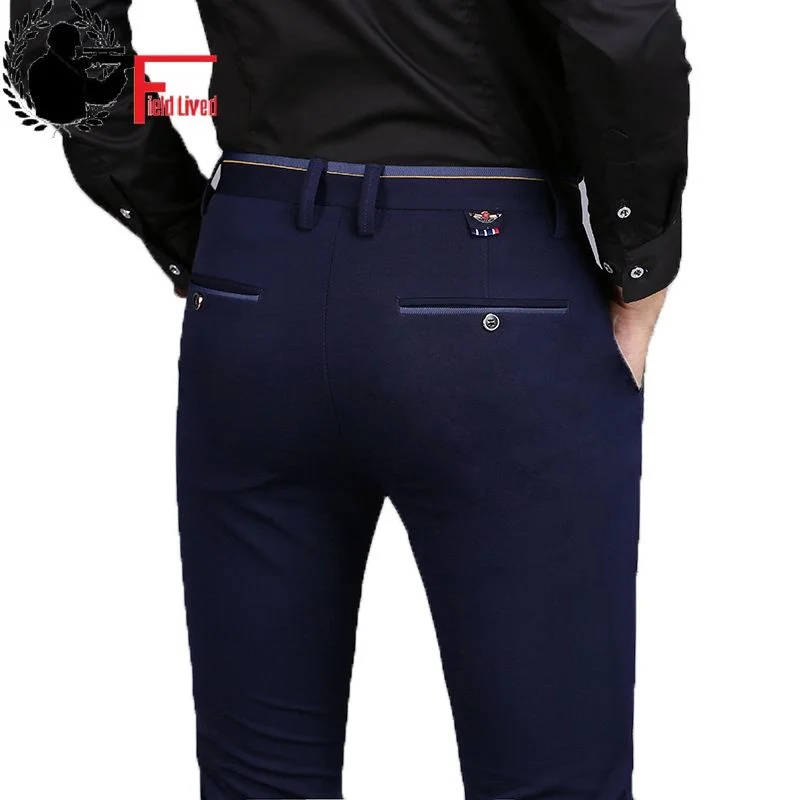 

2023 Spring Non-Iron Dress Men Classic Pants Fashion Business Chino Pant Male Stretch Slim Fit Elastic Long Casual Black Trouser