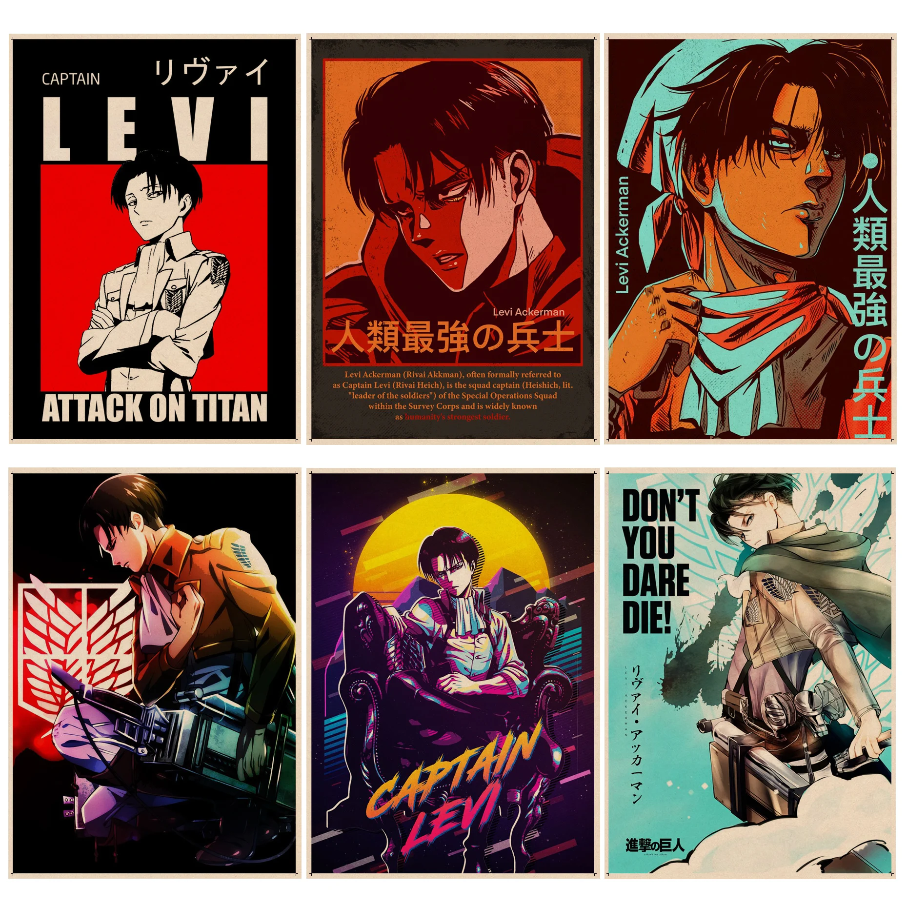 

Attack On Titan Levil Ackerman Classic Movie Posters Decoracion Painting Wall Art Kraft Paper Home Decor