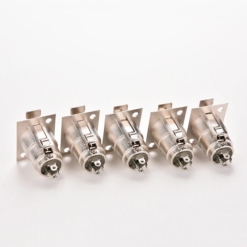 

1pc 3Pins XLR Connector Female Jack Socket Panel Mounted Type Chassis Square Shape Metal Housing