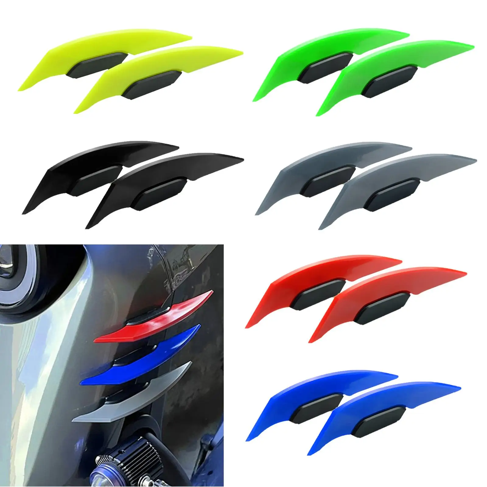 2x мотоциклетные крылышки обтекатель боковой спойлер фиксированные наклейки на