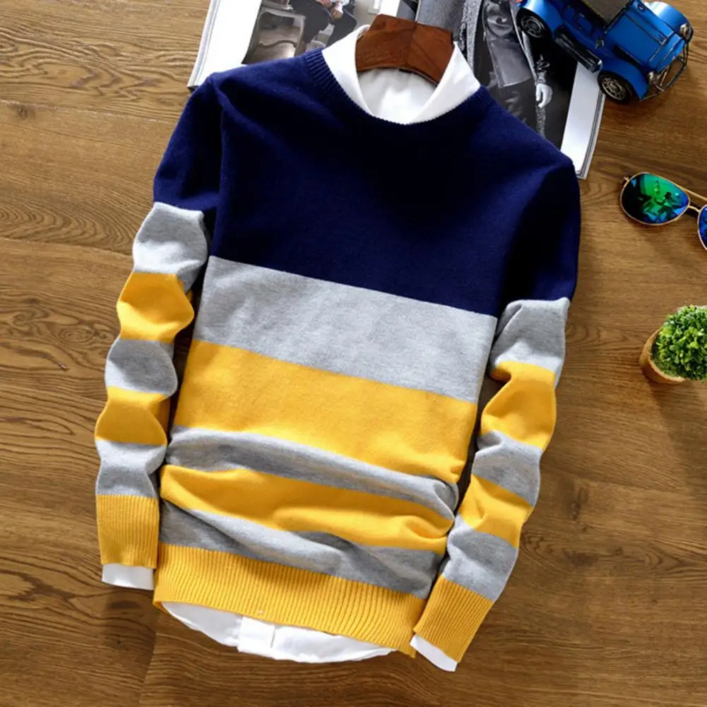 

Cold Resistant Soft Autumn Winter Striped Print Sweater Jumper Daily Clothing