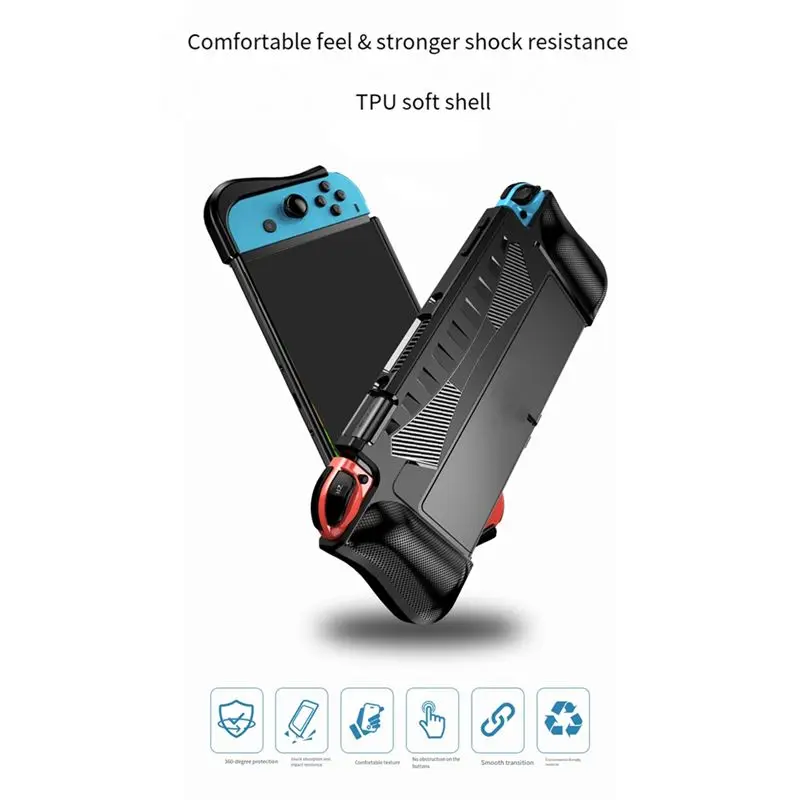 Фото Комплект аксессуаров M01K: защитный чехол из ТПУ для Switch OLED, с возможностью док-подключения, защита от падений, улучшенное сцепление, легкий вес, B №3