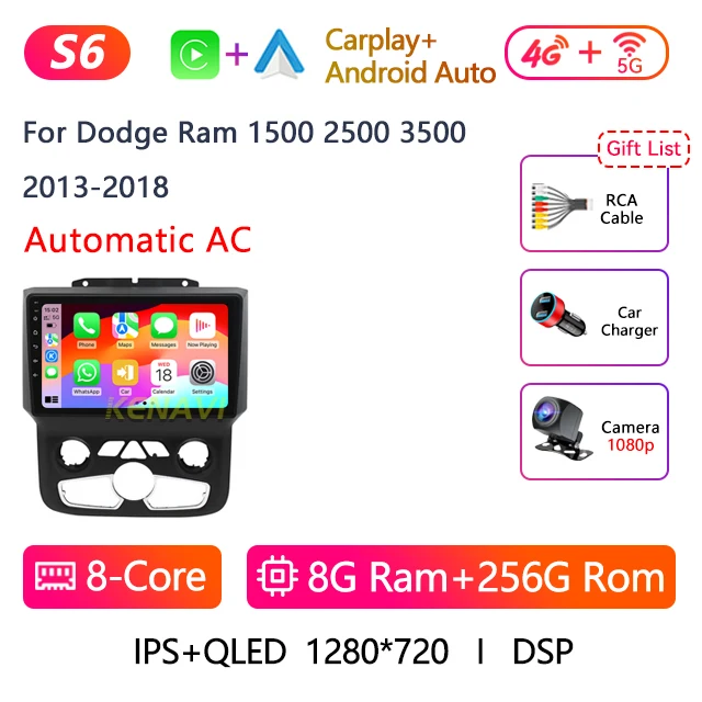 

Автомобильная стереосистема Android для Dodge Ram 1500 2500 3500 (2013-2018), мультимедийный плеер, GPS, беспроводной Carplay, головное устройство с сенсорным экраном