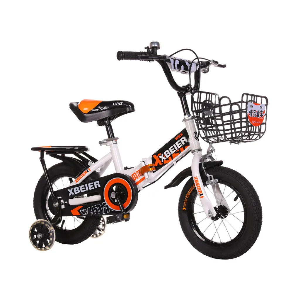 

14/16/18 Inches Single Speed Childrens Bicycles Foldable Auxiliary Wheel Side Fall Prevention With Basket Backseat Bike