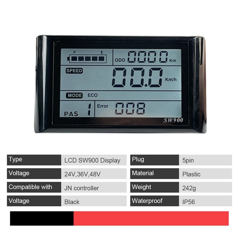 Трехрежимный синусоидальный контроллер электровелосипеда 17А с дисплеем SW900 для