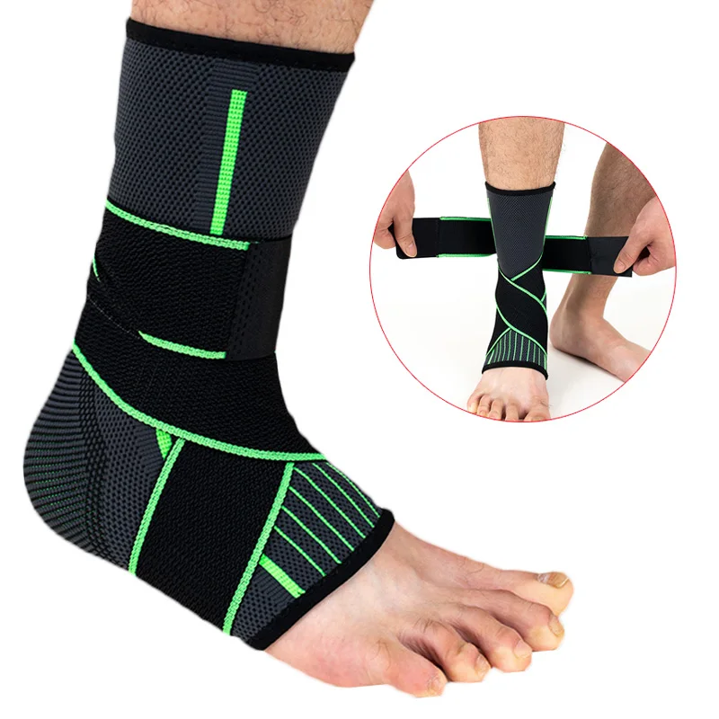

Adjustable Ankle Support Compression Ankle Brace Protector for Running Soccer Basketball Nylon Knitted Gym Bandage Ankle Strap