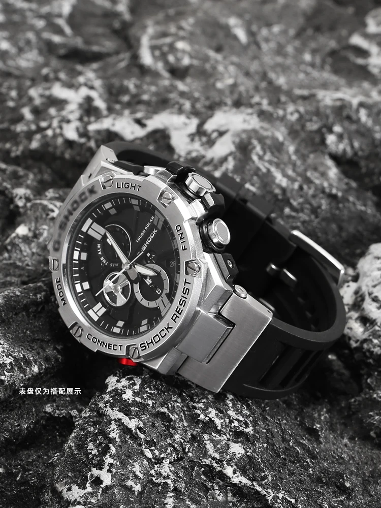 Фото Подходит для G-SHOCK Casio Heart of Steel GST-W300G S130 B100 Ремешок для часов с надрезом из фторэластомера №4