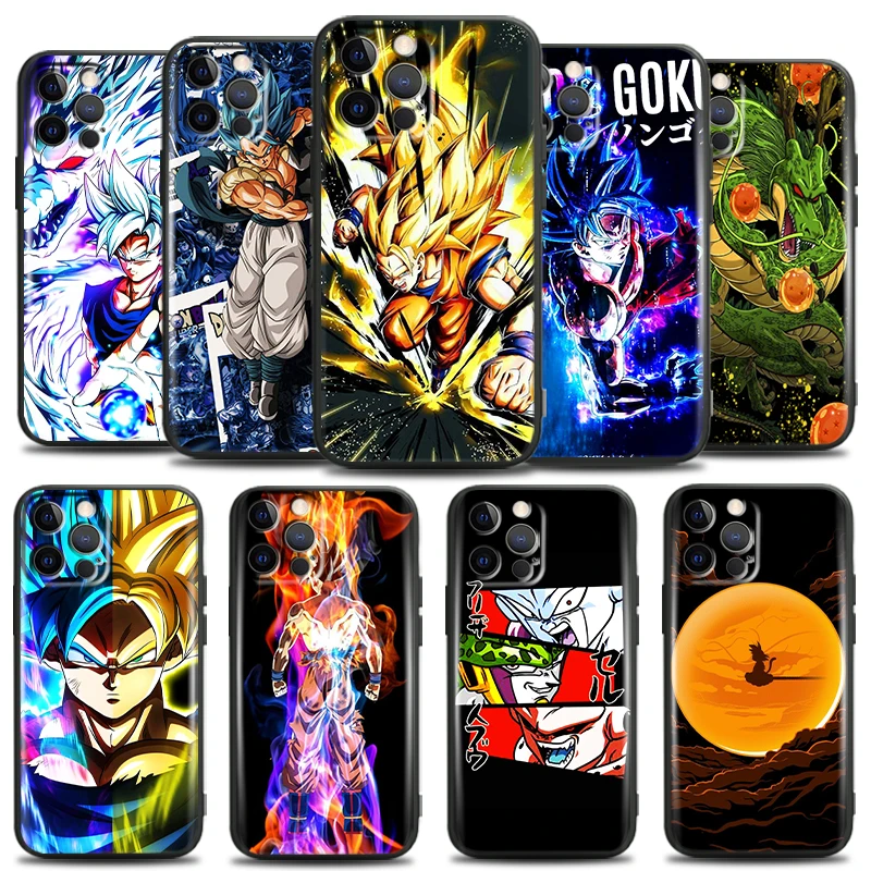 

Dragon Ball Goku For Apple iPhone 13 12 11 Pro Mini X XR XS Max SE 6 6S 7 8 Plus Phone Case Funda Black Liquid Silicon TPU