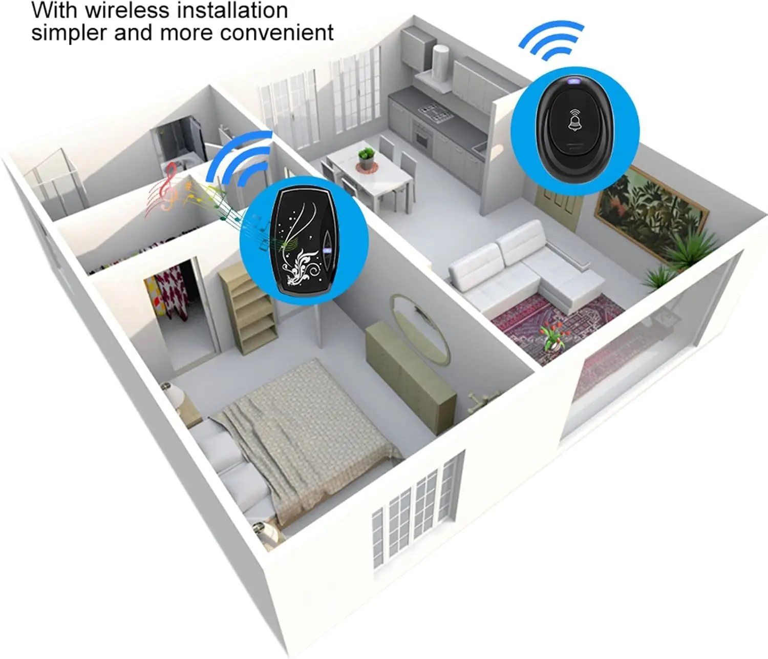 Фото FORECUM 100M Remote Wireless 36 Chime Водонепроницаемый комплект беспроводного дверного звонка премиум-качества - плагин и дверной звонок дальнего действия №5