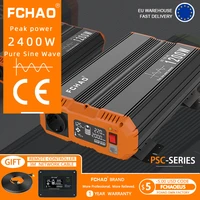 fchao solar car inverter dc12v 24v to ac 230v 50hz home voltage connector converter 2400w 3600w ups pure sine wave inverter eu