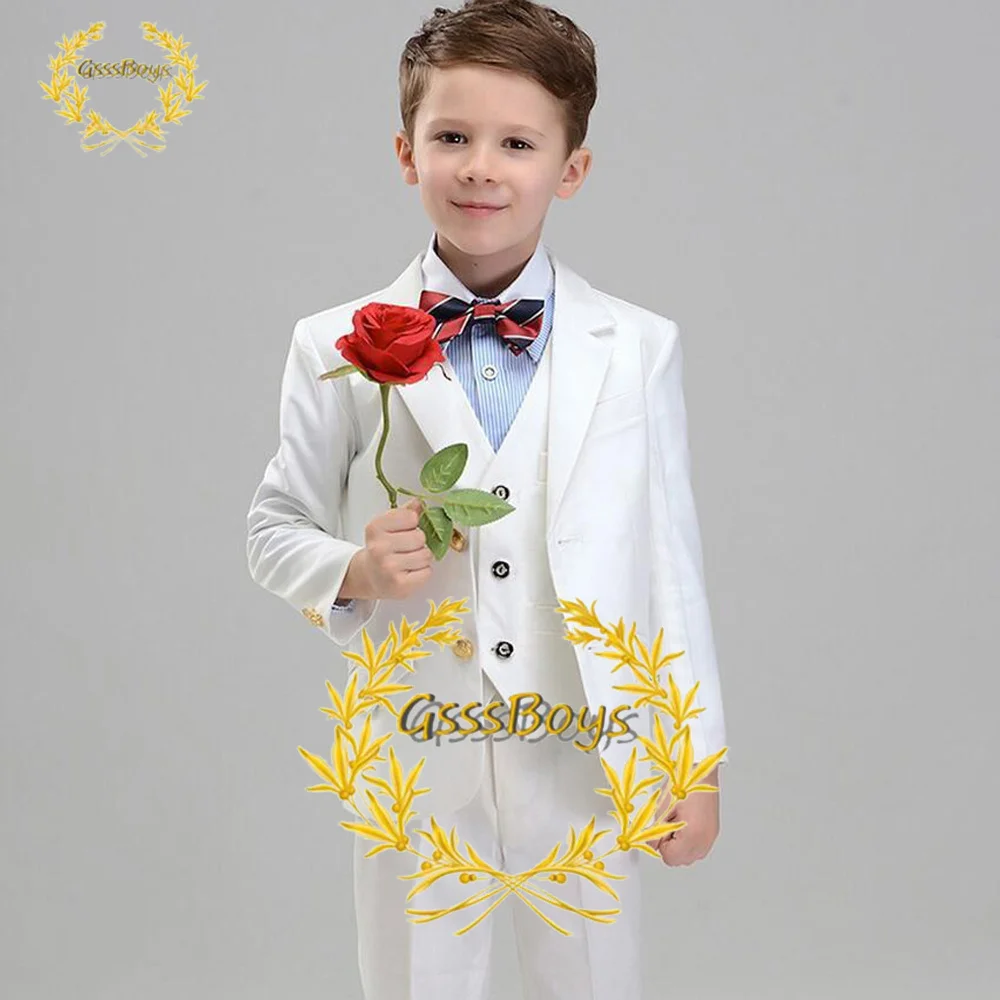 Wedding Suit for Boys 3 Piece Formal Jacket Pants Vest Fashion Party Dresses Kids Tuxedo Child Blazer