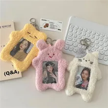 귀여운 만화 봉제 포토카드 홀더, 한국 Id 카드 홀더, 키체인, 귀여운 책상 액세서리, 케이팝 문구, 아이돌 사진 보관