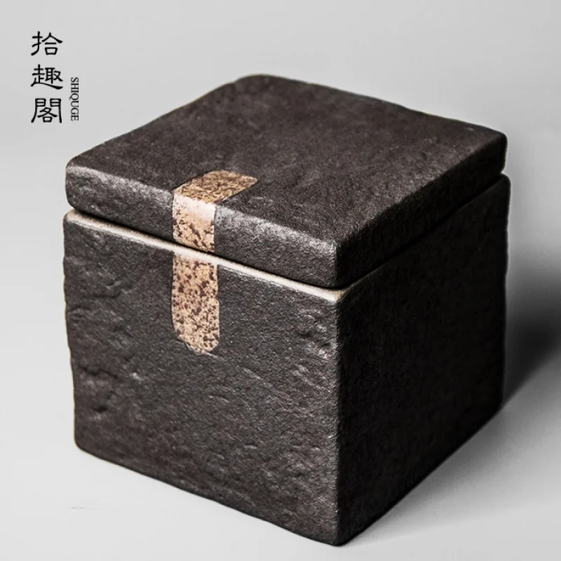 

Грубая керамическая чайная банка ручной работы, чайная коробка, ретро Керамическая чайная банка, чайный контейнер, негерметичная глиняная ...