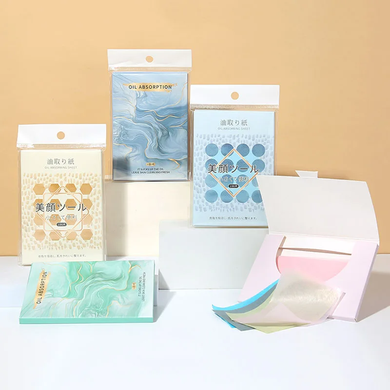 

100PCS/Box Portable Paper Box with Oil Absorbing Paper for Women's Refreshing Oil Removing and Setting Makeup Paper