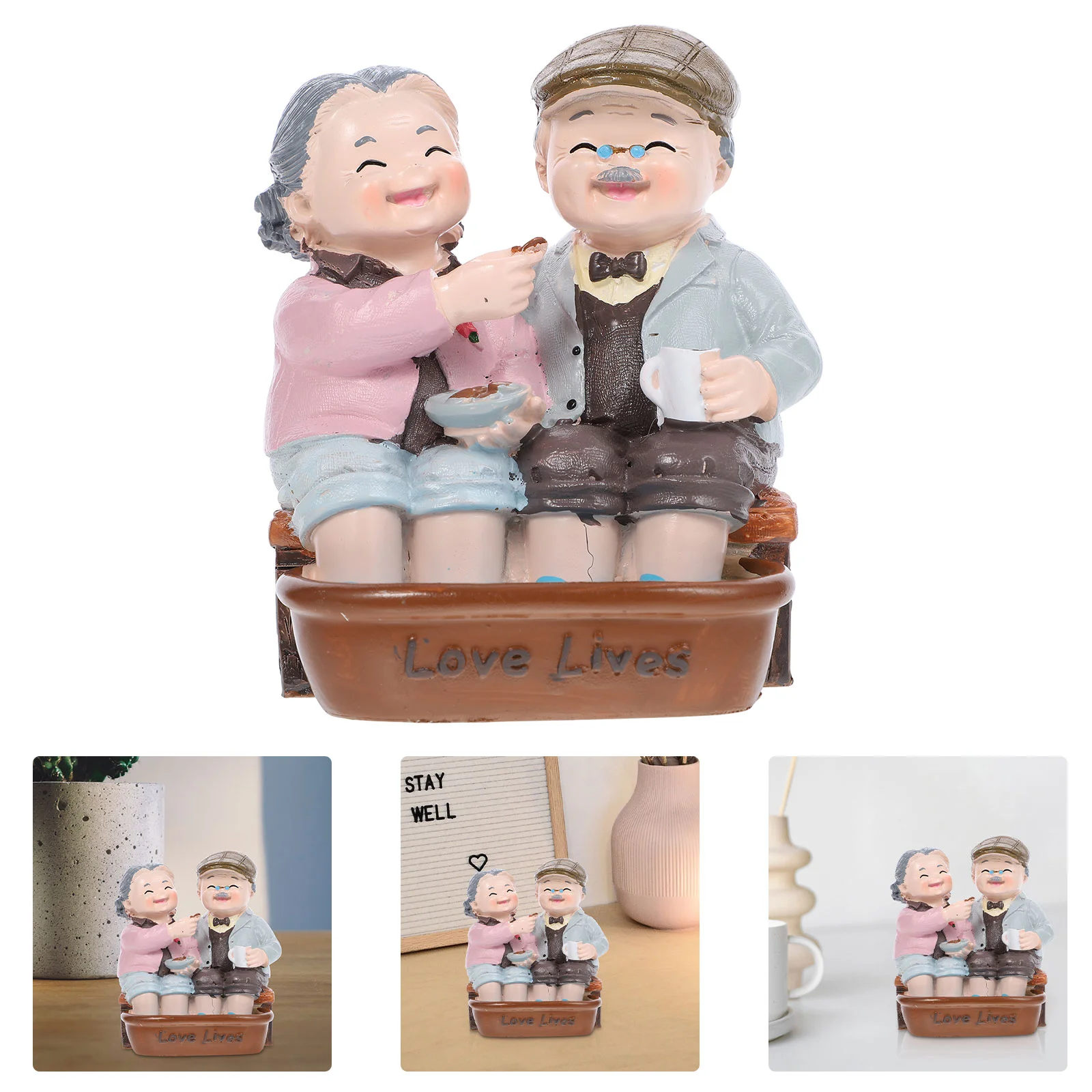 

Birthday Cake Decor Cupcake Decorating Couple Figurine Cupcake Topper Elderly Ornaments House Romantic Couple Statue