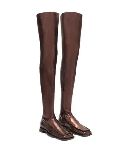 Брендовый дизайн модные ботинки для подиума кожаные сапоги до колена в стиле