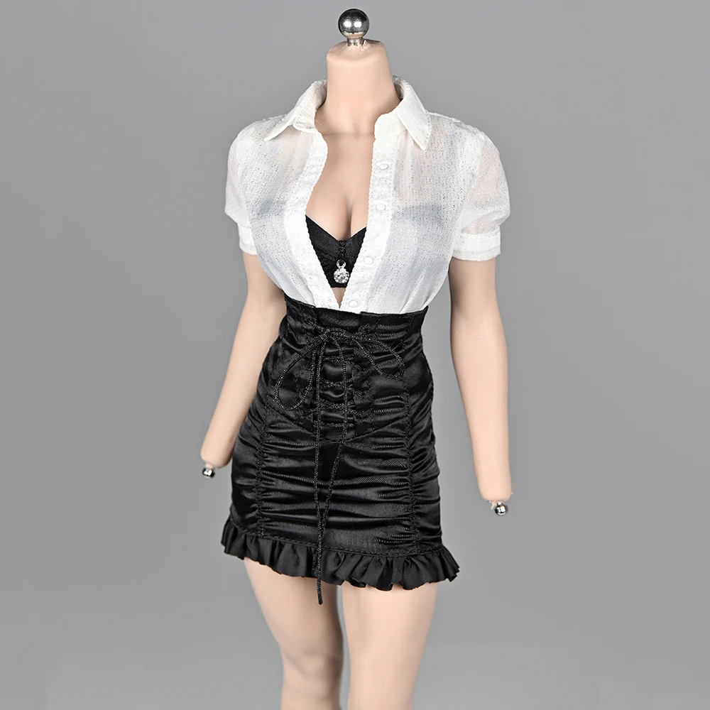 

Женская кружевная юбка с завышенной талией, черная облегающая юбка с завязками на бедрах, для экшн-фигурки 12 дюймов, 1/6